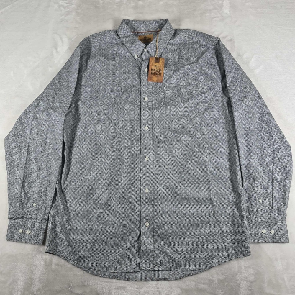 Redhead Ranch Button Down Shirt Men's XL‎ Blue Geometric Long Sleeve Casual NWT